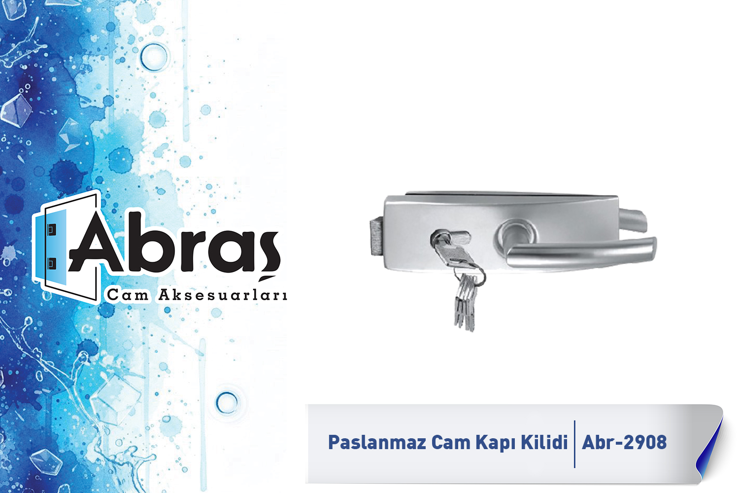 Paslanmaz Cam Kapı Kilidi Abr-2908