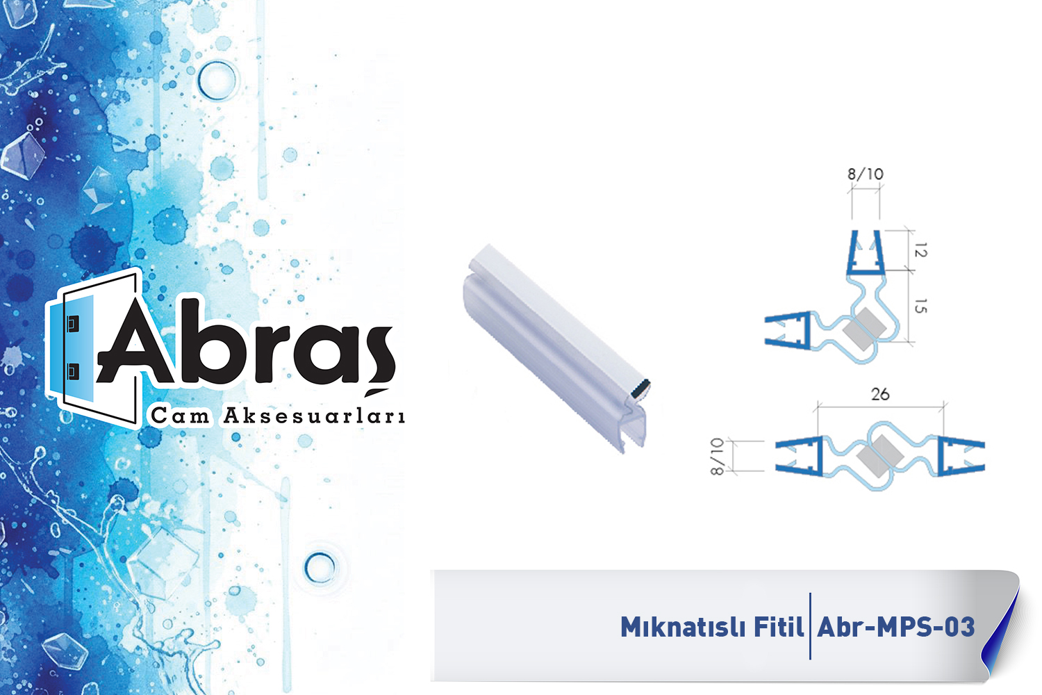 Mıknatıslı Cam Kapı Duş Fitili Abr-MPS03