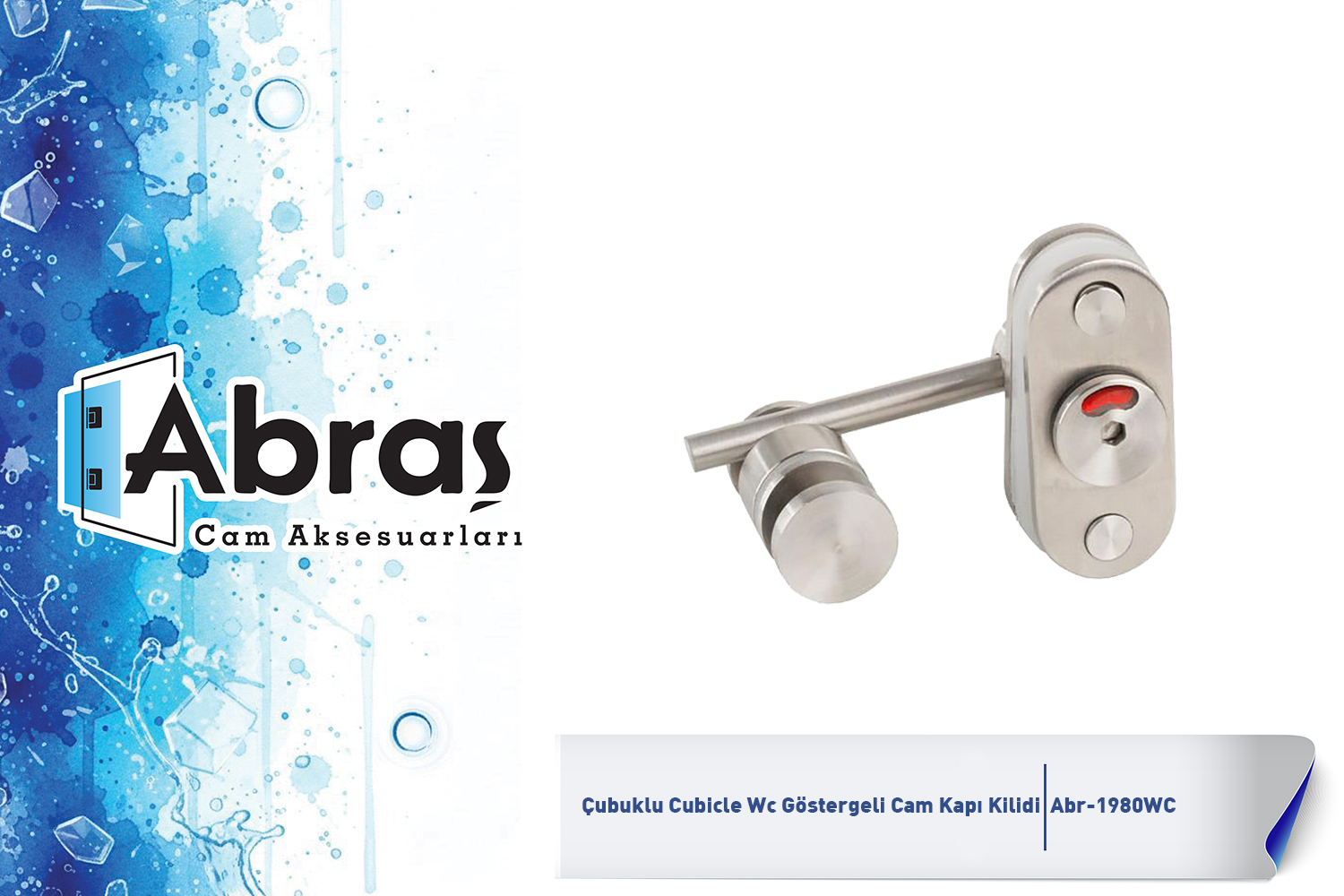 Çubuklu Cubicle Wc Göstergeli Cam Kapı Kilidi Abr-1980WC