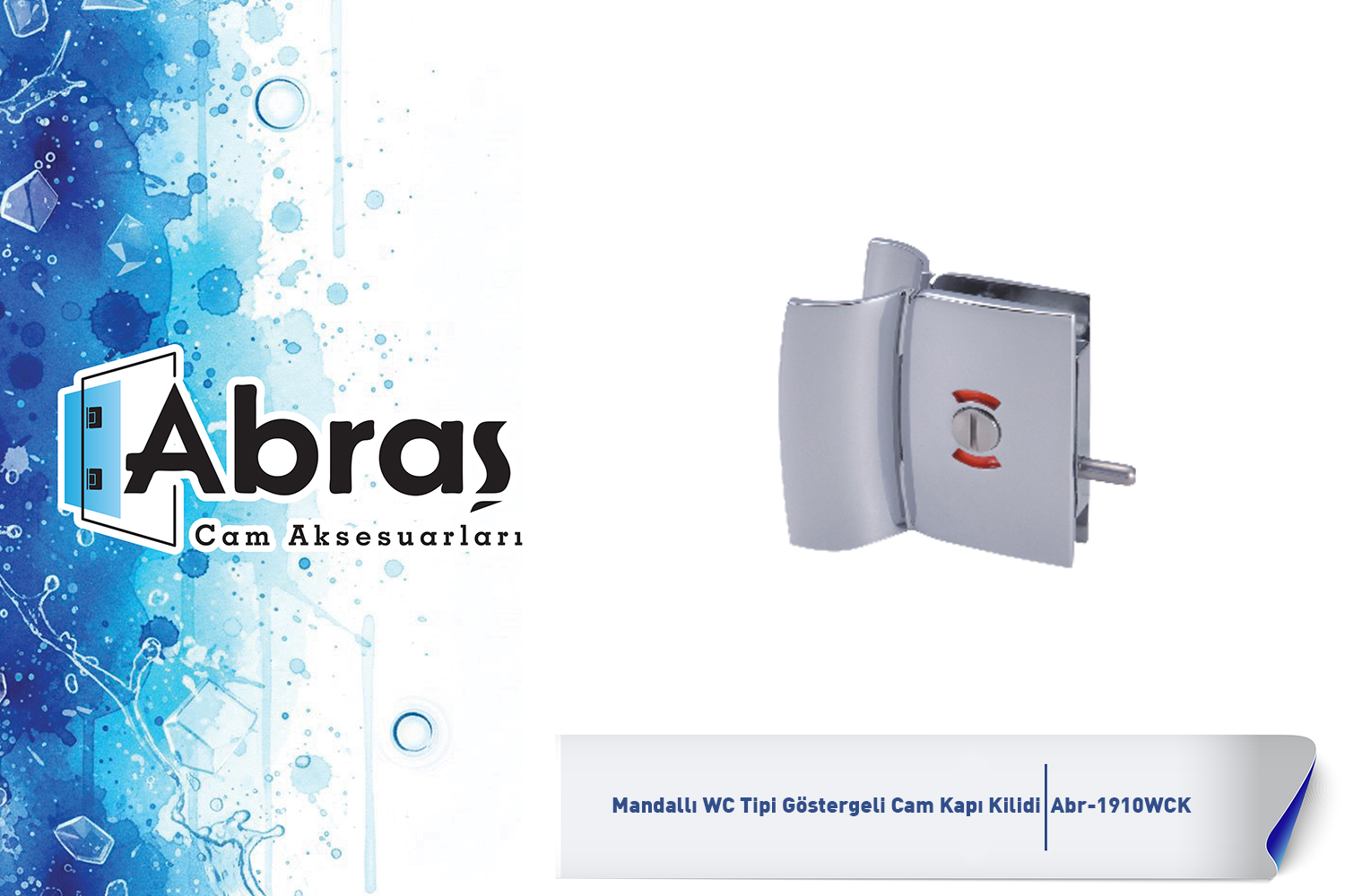 Mandallı WC Tipi Göstergeli Cam Kapı Kilidi Abr-1910WCK